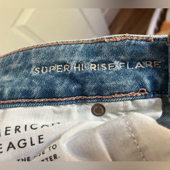 American Eagle Outfitters Blue Distressed Flare Jeans - Picture 7 of 10